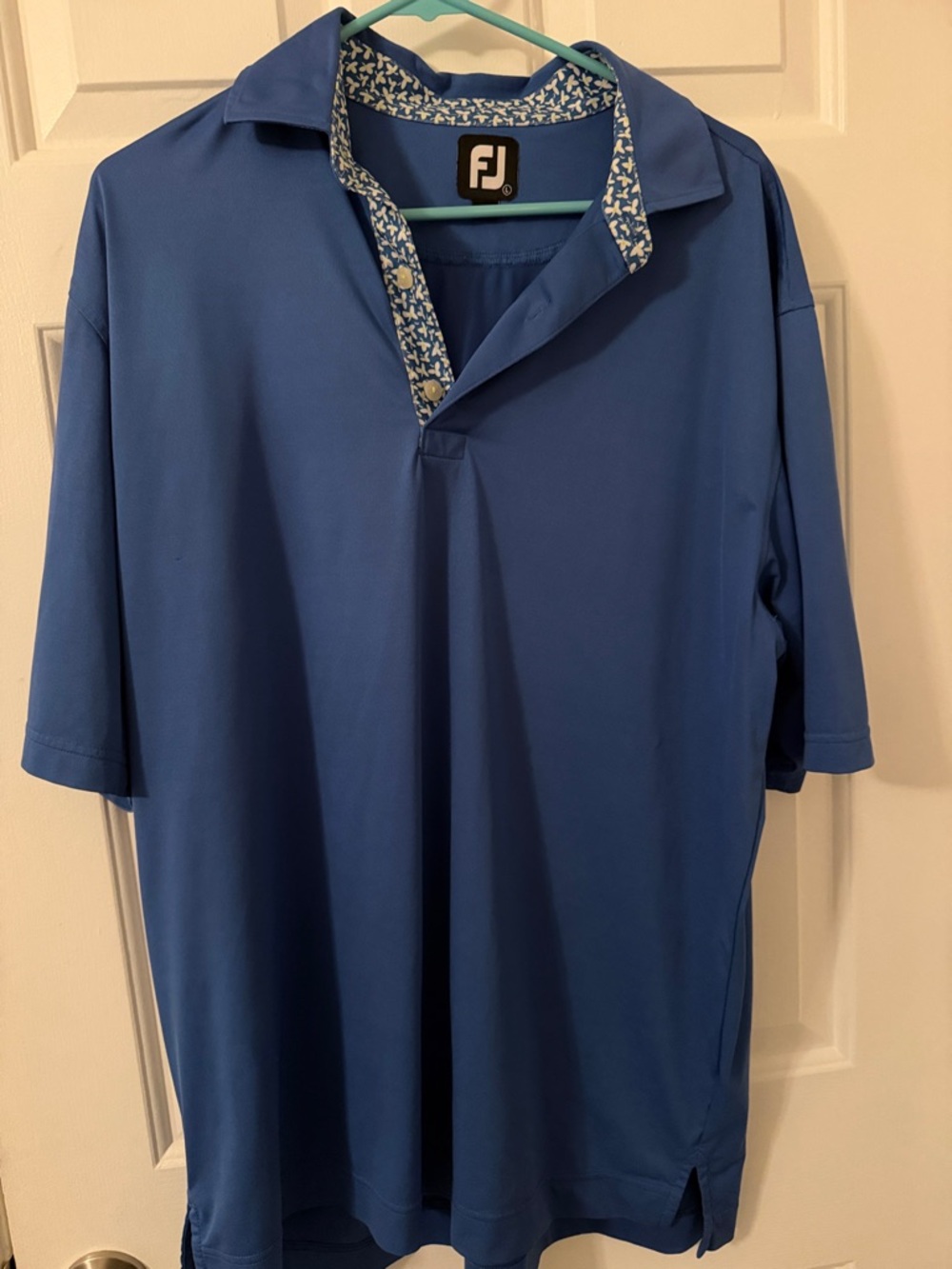 FootJoy Men's Royal Blue Short-Sleeve Golf Polo with Printed Collar